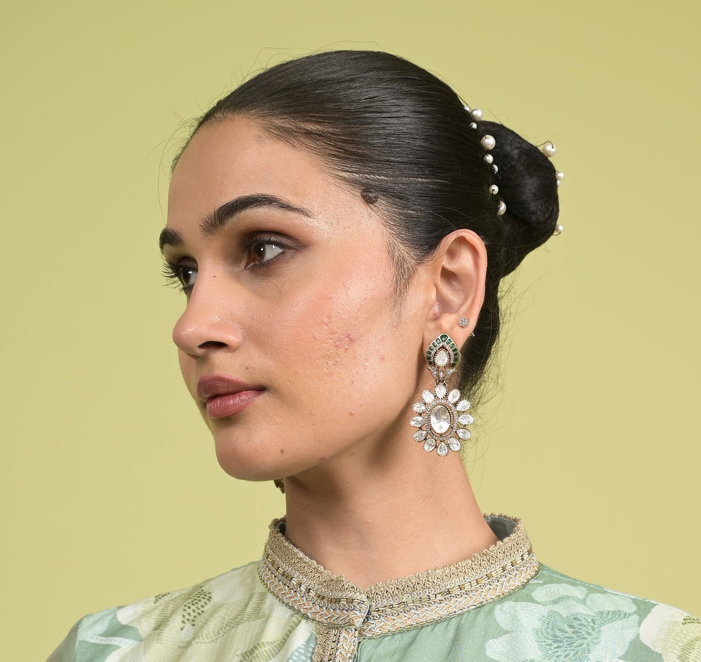 Falguni antique polished Polki and coloured earrings