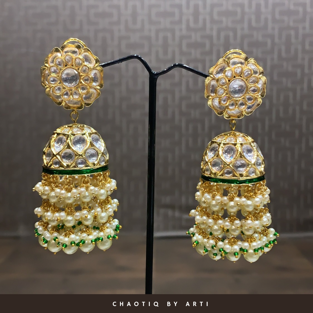 Noor Flower Top Polki Jhumkas