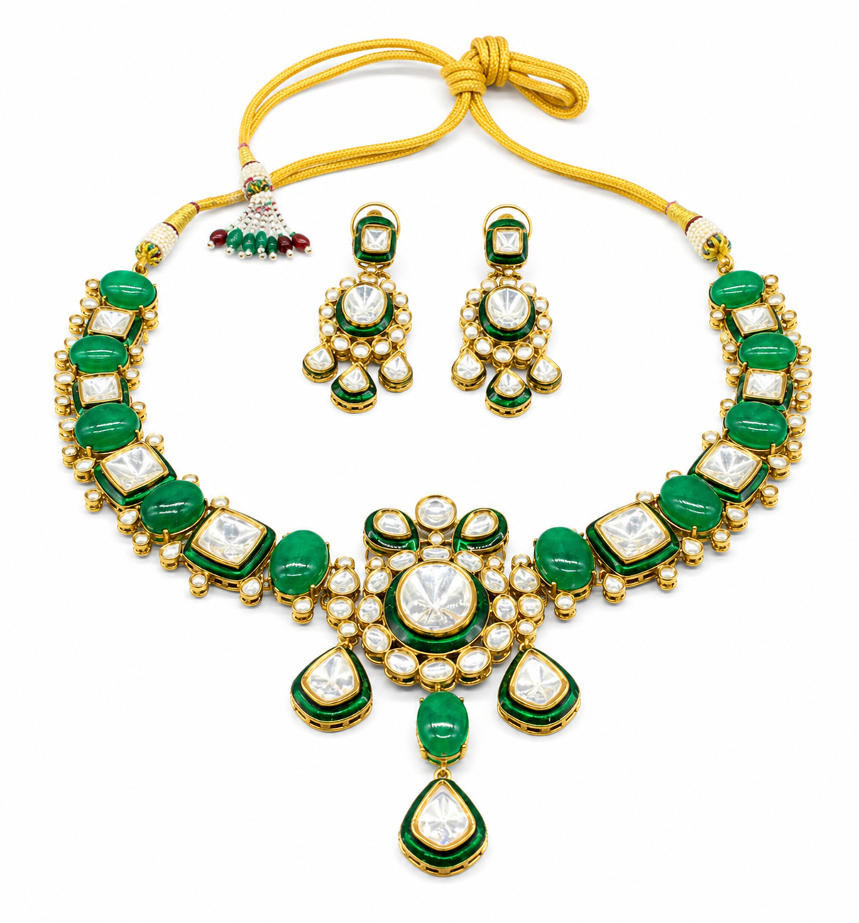 Zaraya Polki and Emerald Necklace Set