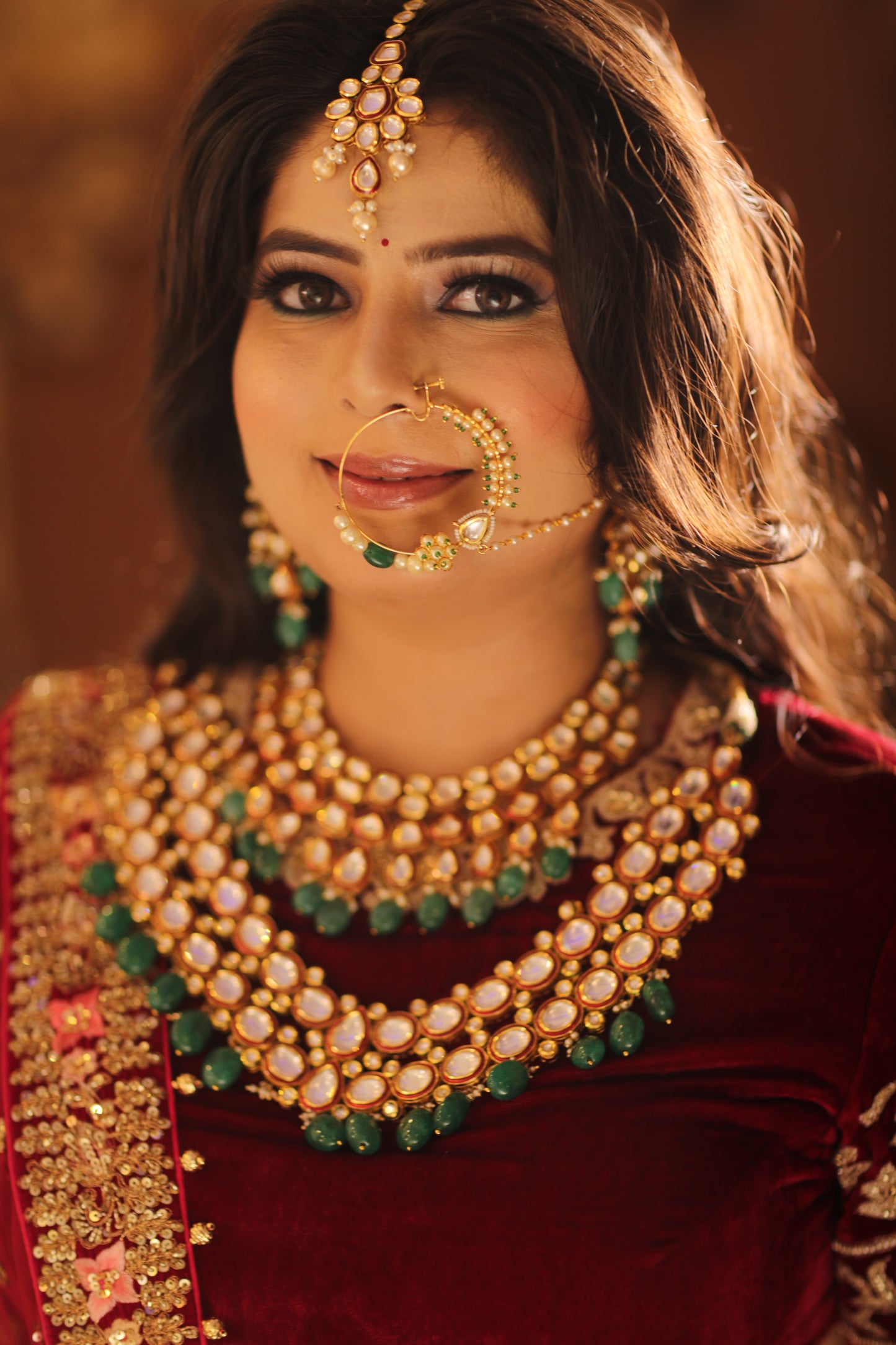 Anah Handcrafted Pearl studded Nath with polki