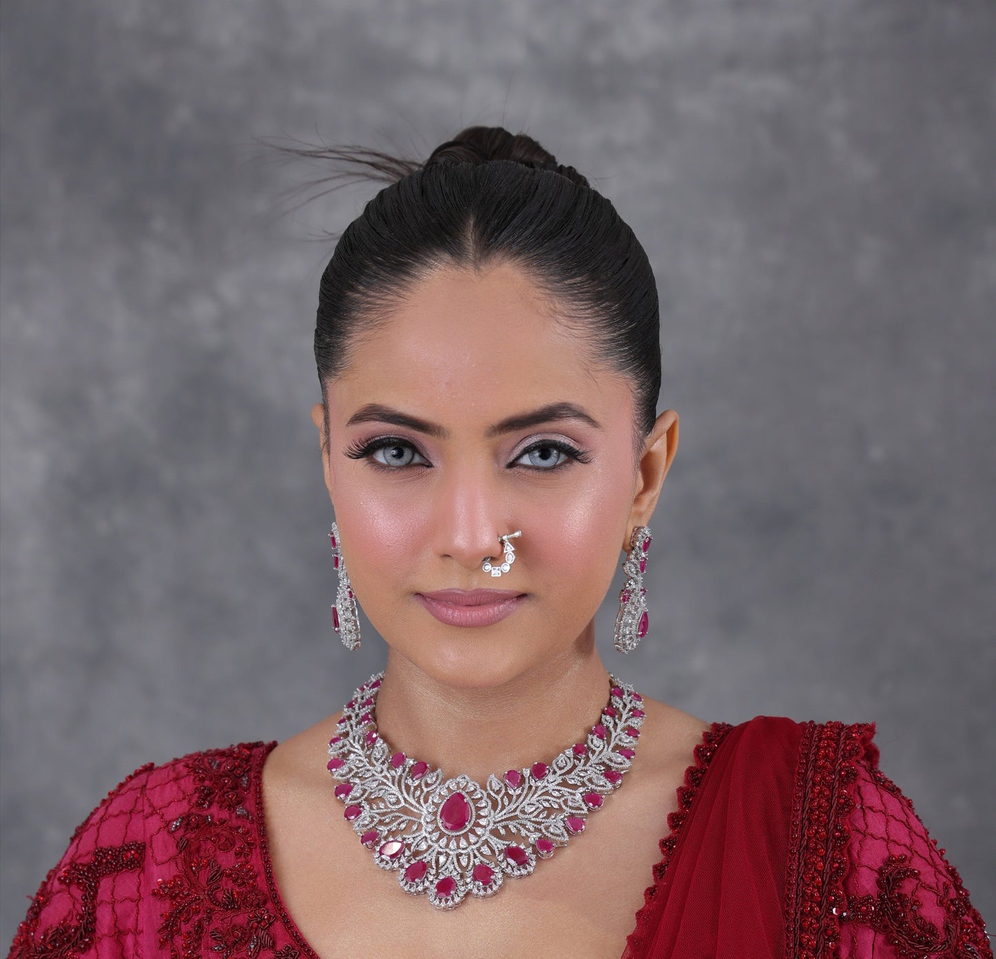 Tamana Ruby and Diamond Necklace set