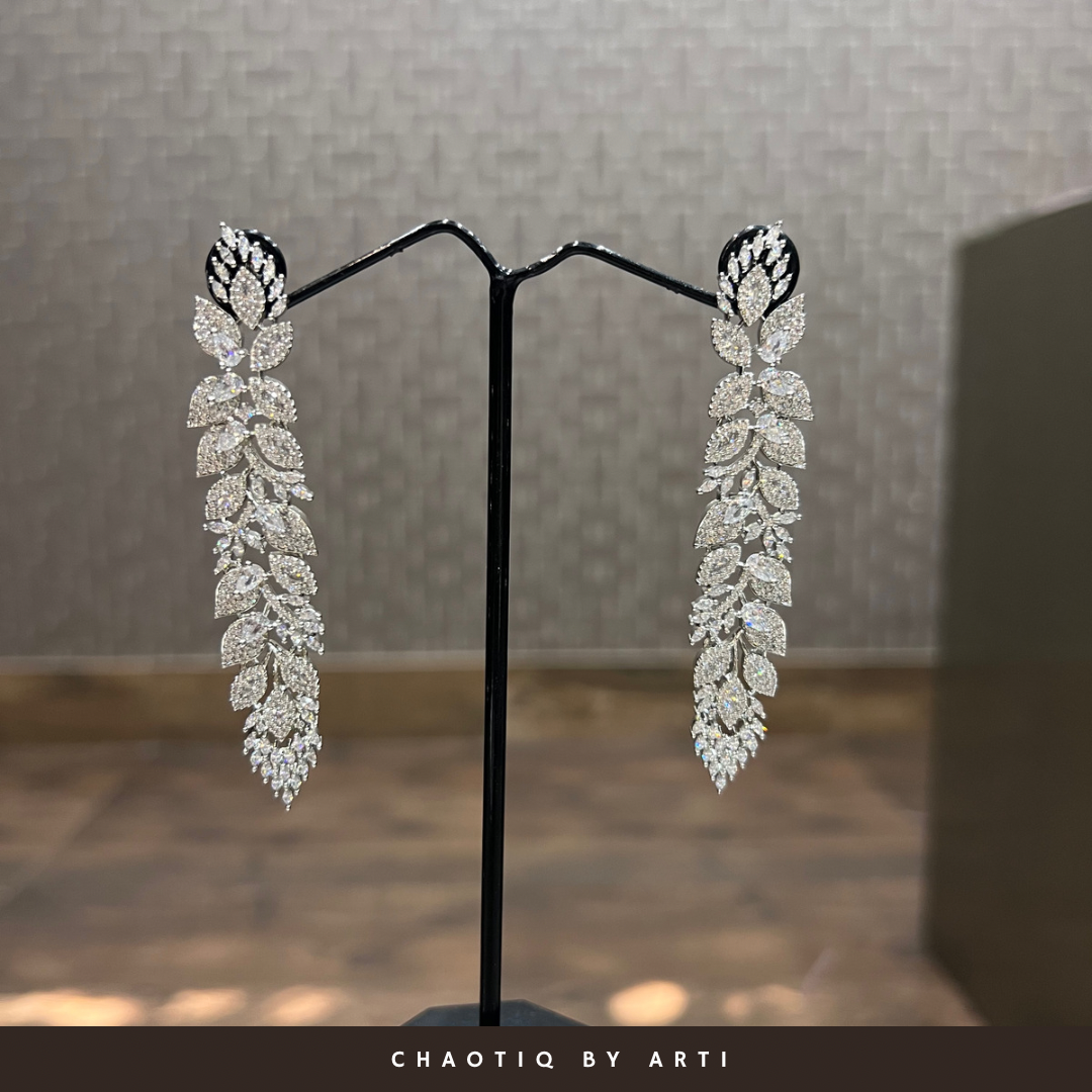 Vira Leaf shaped Diamond Danglers