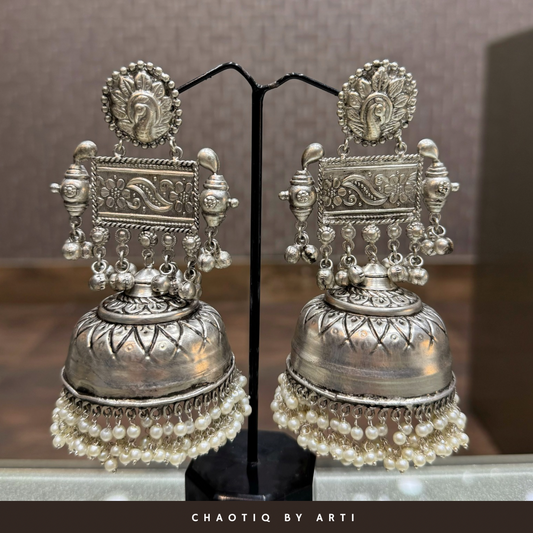 Naseem oversized elephant motif jhumka earrings