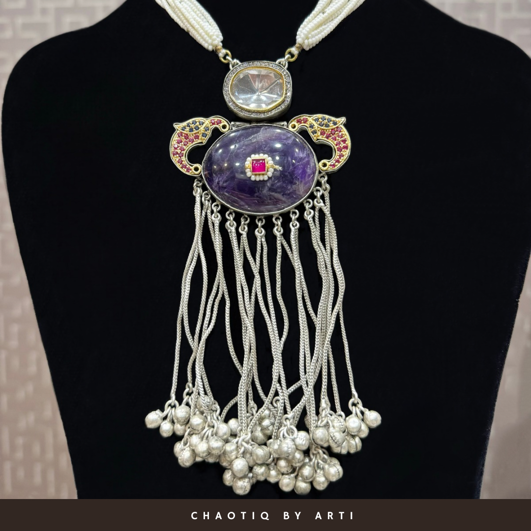 Falguni pearl oxidised necklace