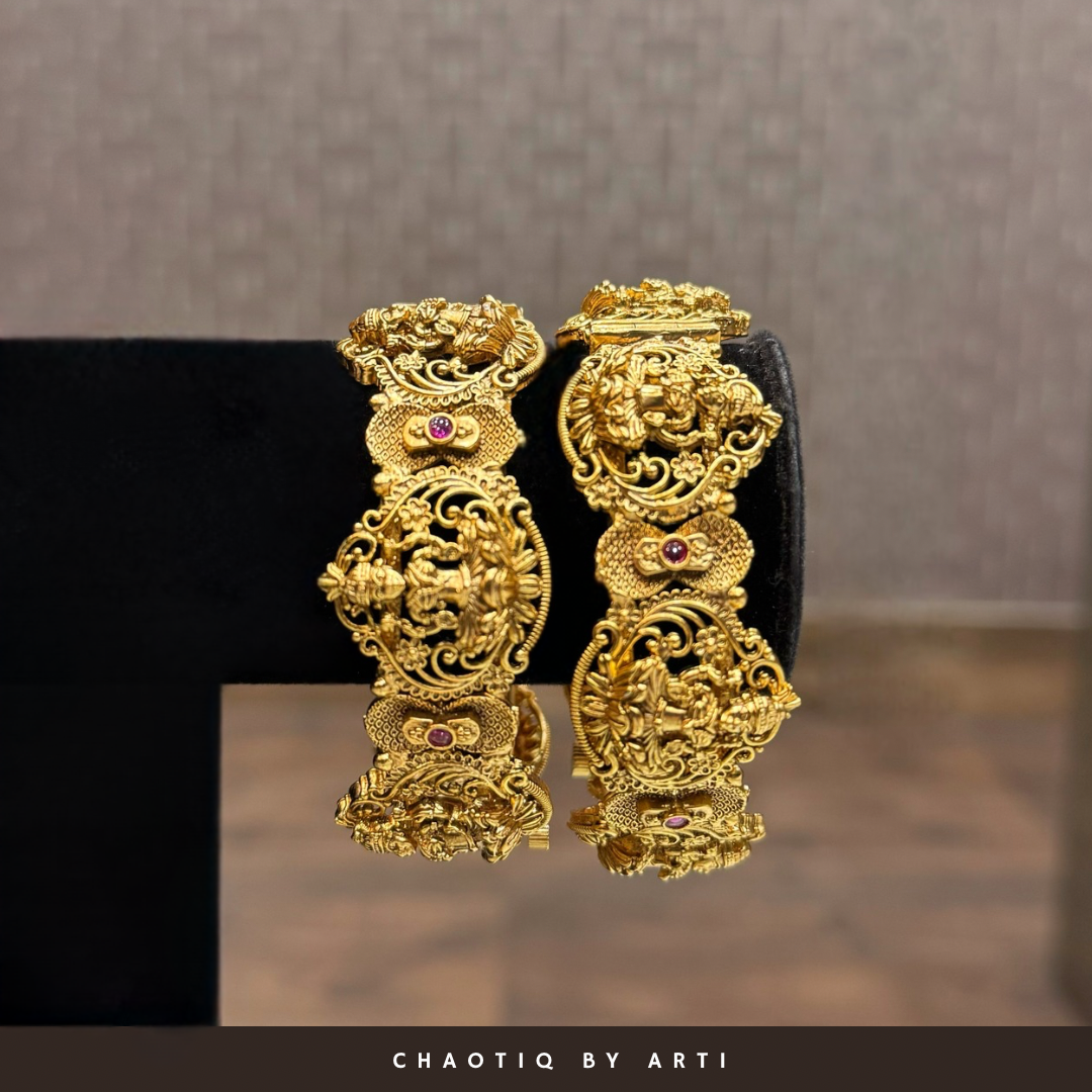 Tara gold plated temple bangles