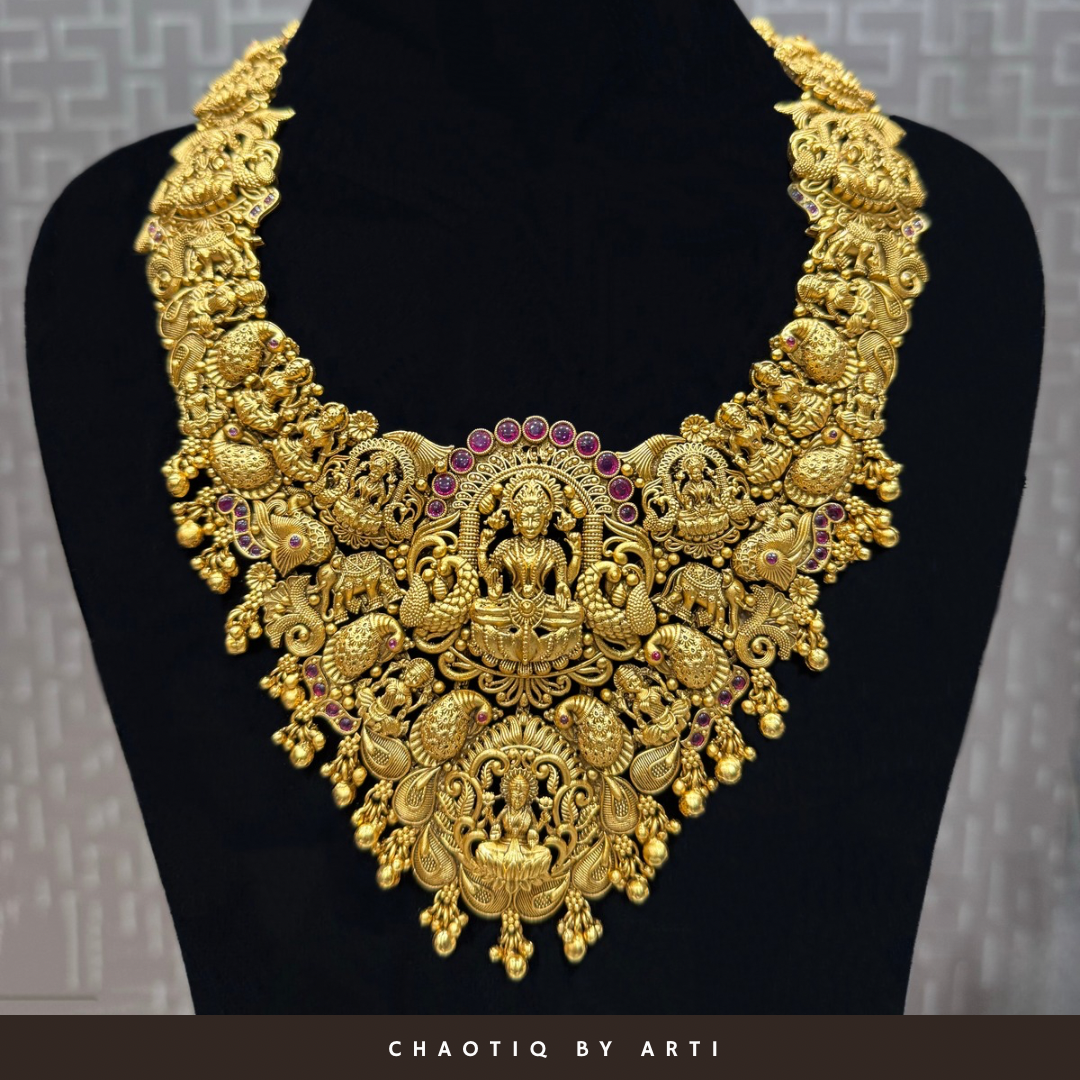 Maharani Padmavat gold plated temple necklace set