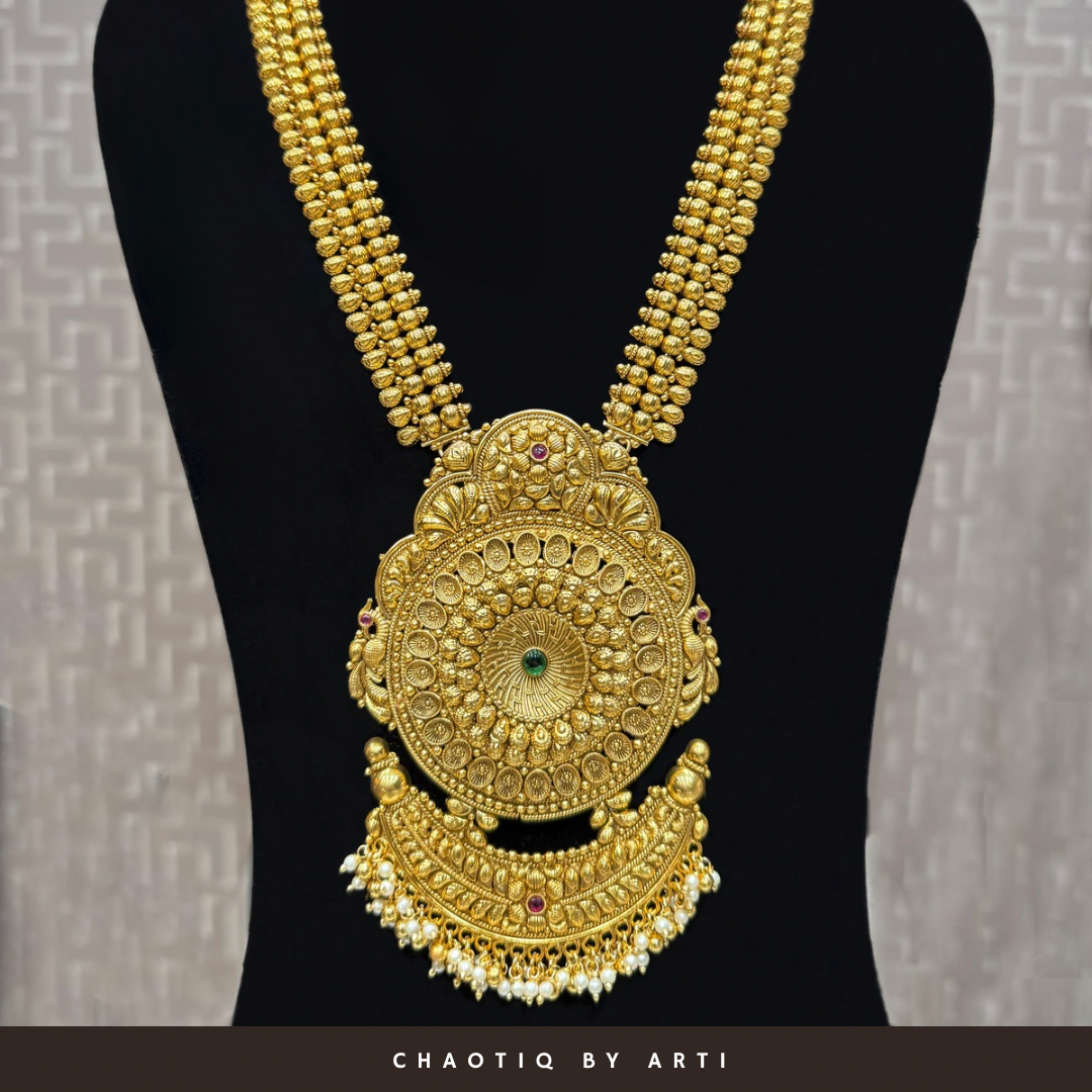 Adah gold plated long necklace set