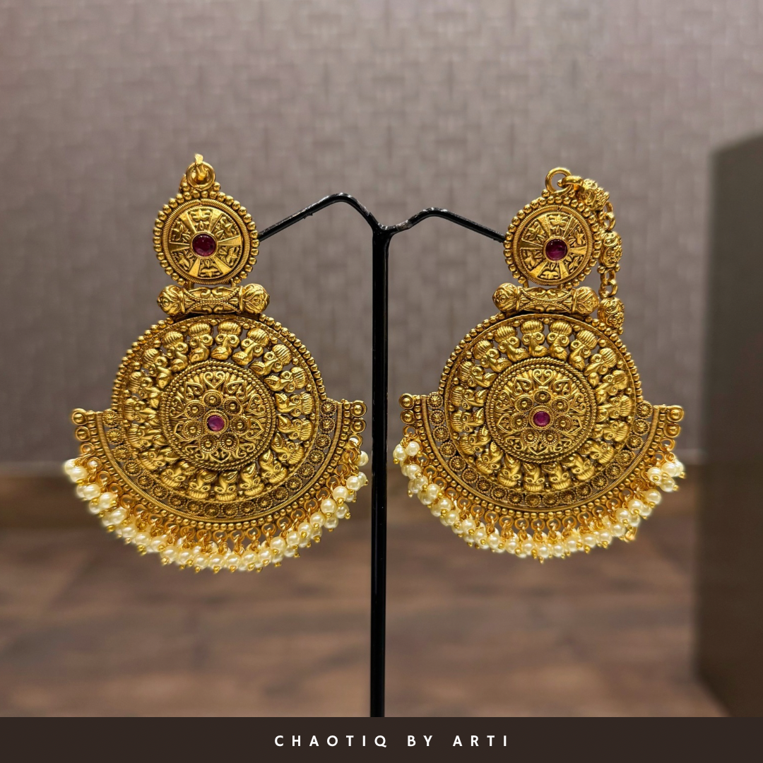 Chandni gold plated chand earrings