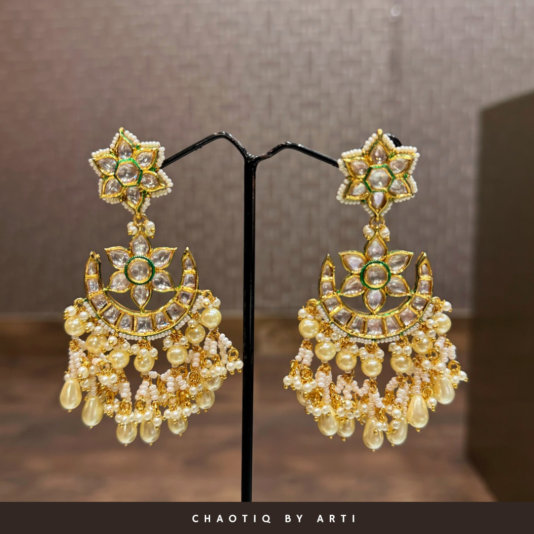Asma moti and chand earrings