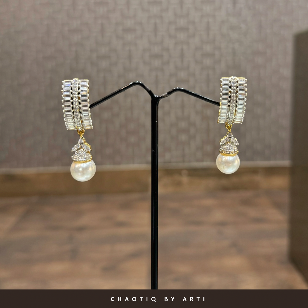 Noor diamond pearl drop earrings