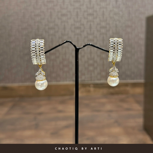 Noor diamond pearl drop earrings