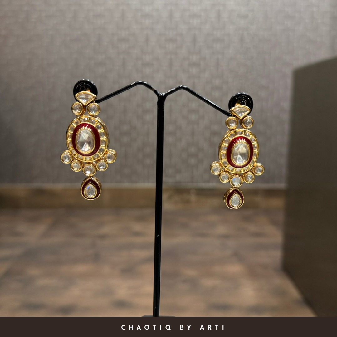 Falguni red polki and meenakari choker necklace set