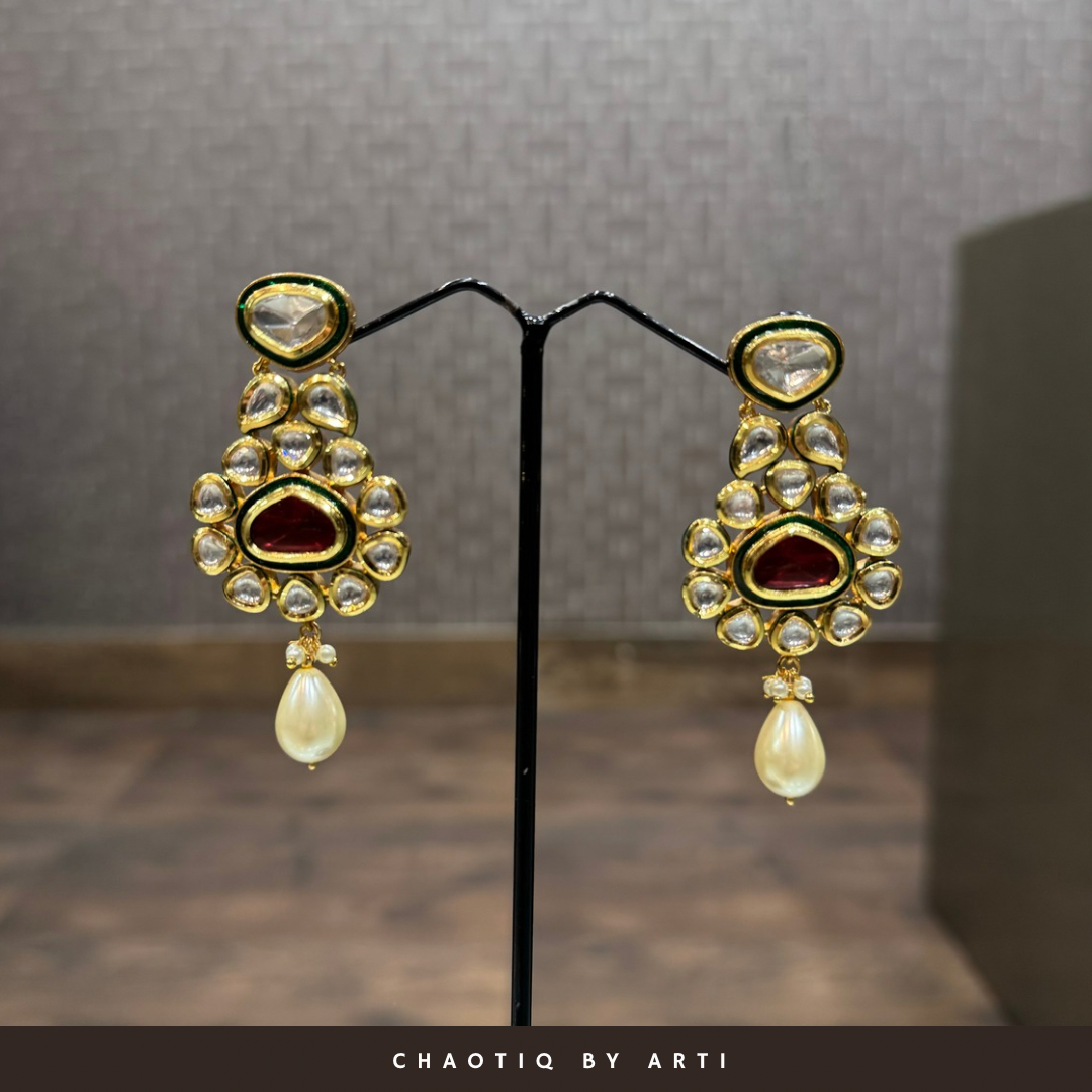 Suhana gold plated meenakari ruby necklace set