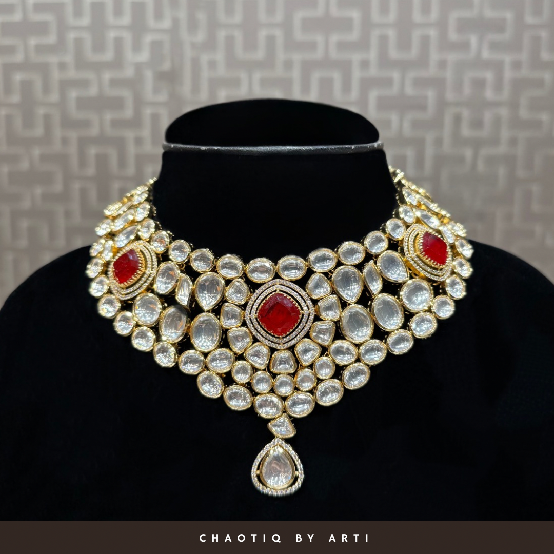 Naaz polki and ruby necklace set