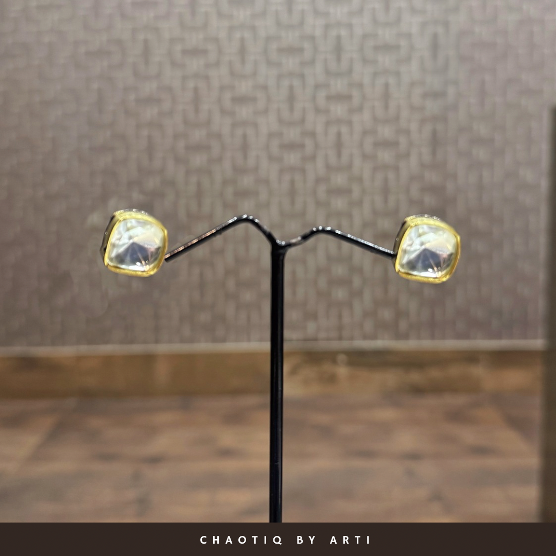 Shaha gold and polki stud earrings