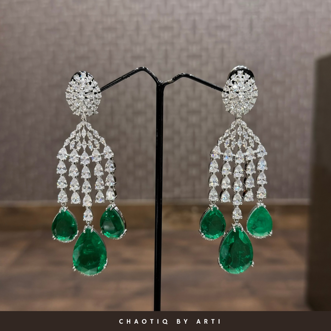 Aisha emerald diamond tassels and drops