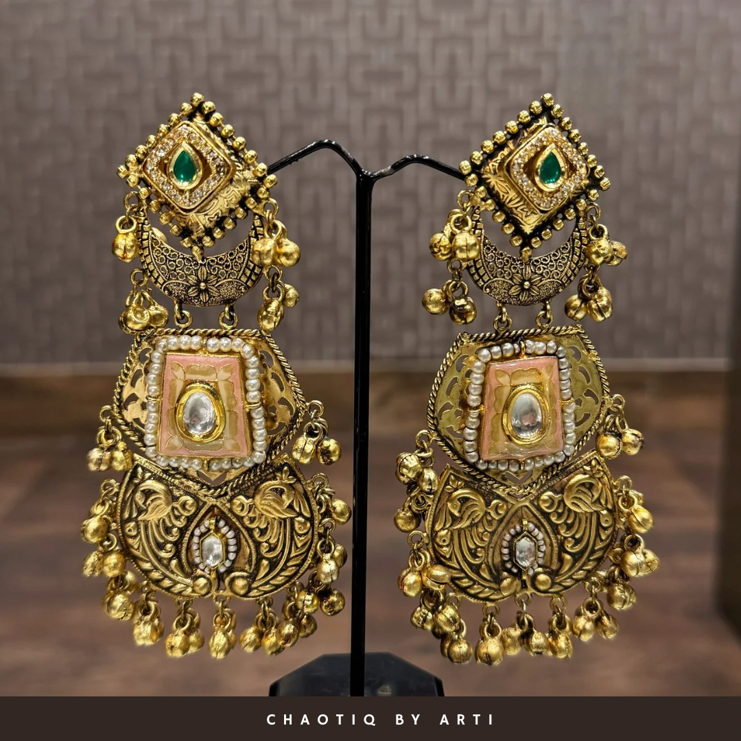Falguni oversized gold earrings