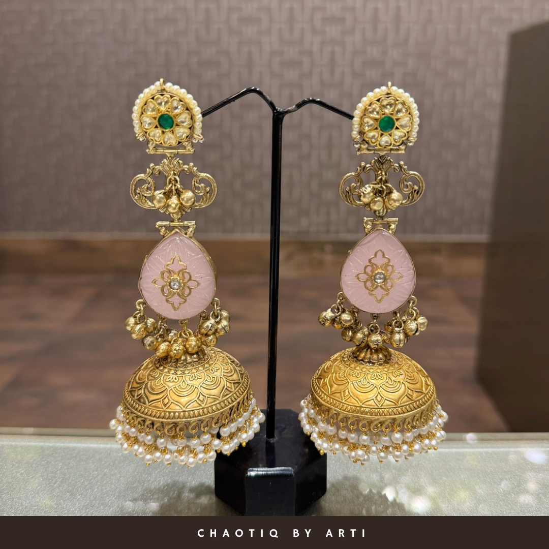 Suhana long gold plated jhumka earrings