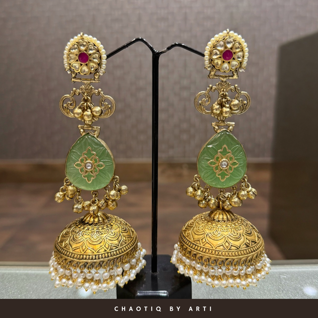 Suhana long gold plated jhumka earrings