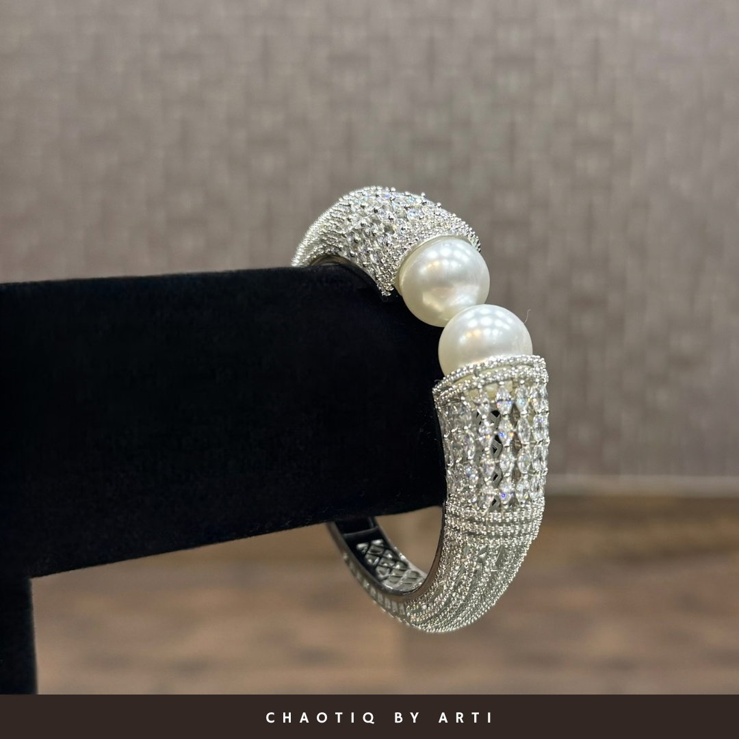 Diamond studded broad bracelet