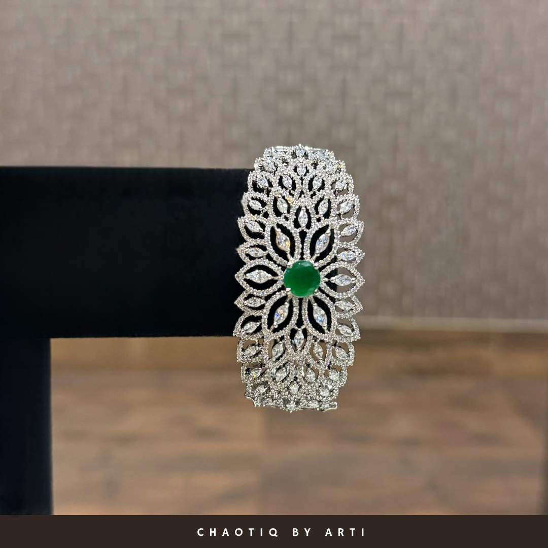 Elena emerald and diamond studded bracelet