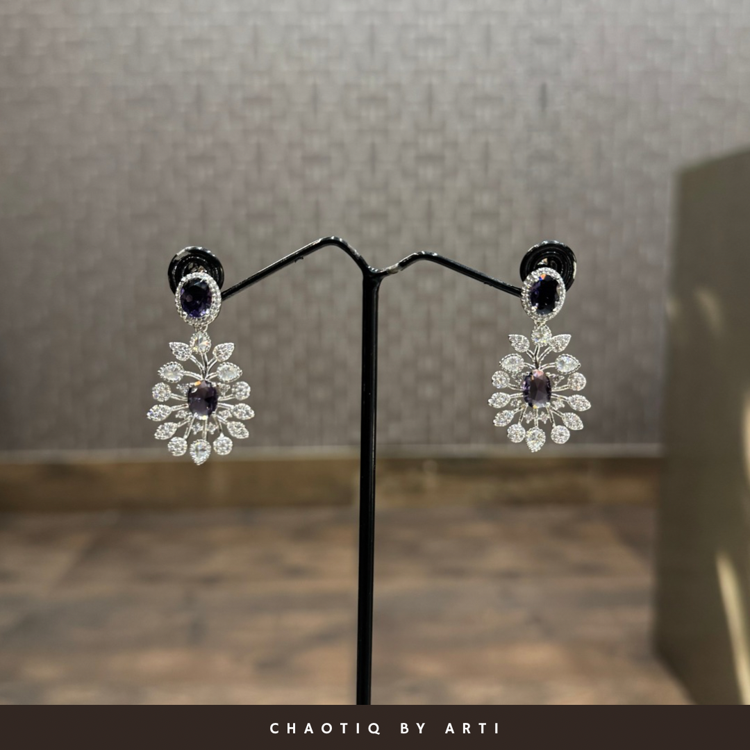 Giselle Flower & Purple Stone Diamond Set