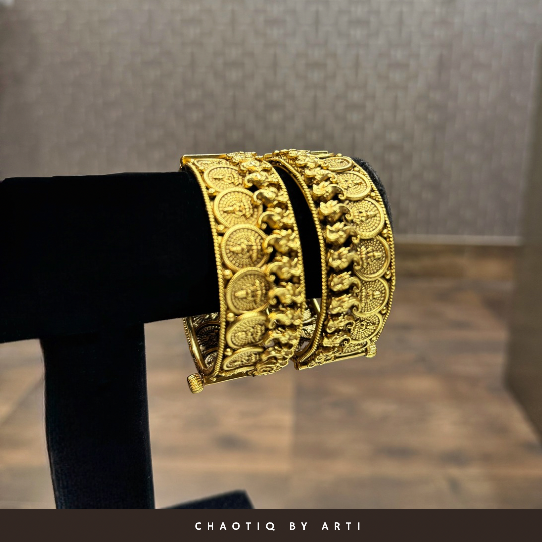 Tara gold coin plated temple bangles