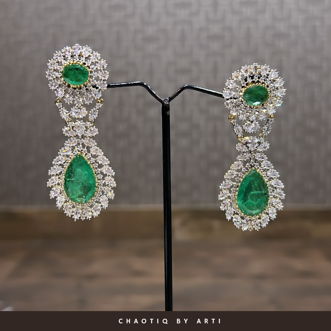 Neelima double drop diamond earrings