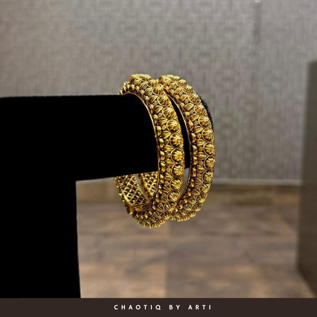 Tara gold plated temple bangles