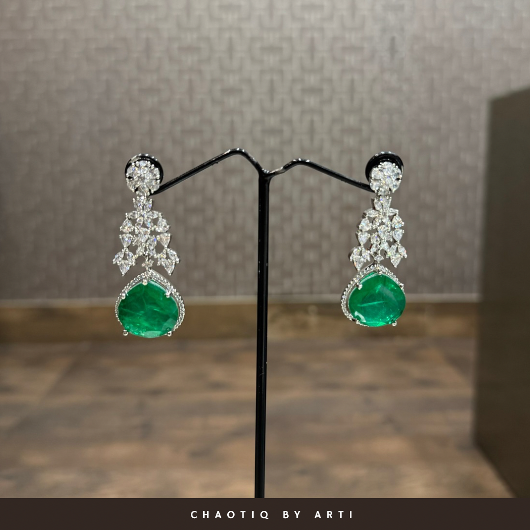 Giselle emerald drop diamond necklace set