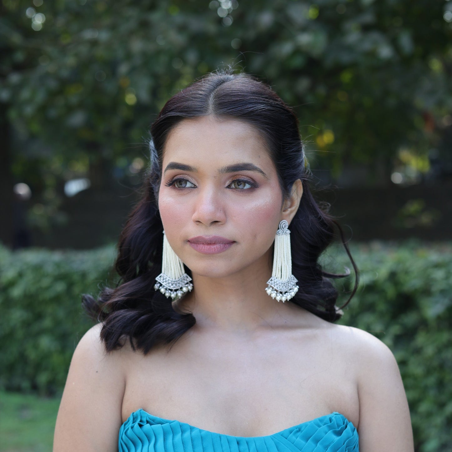 Noor diamond earrings with pearls