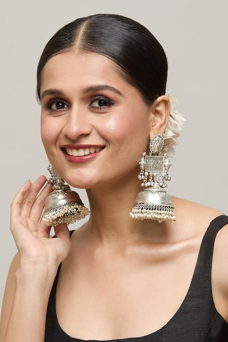 Naseem oversized elephant motif jhumka earrings