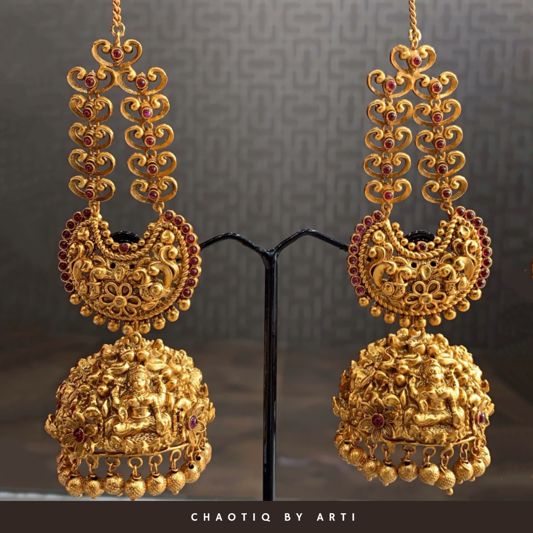 Gold Plated traditionl Jhumka earrings Chaotiq by Arti