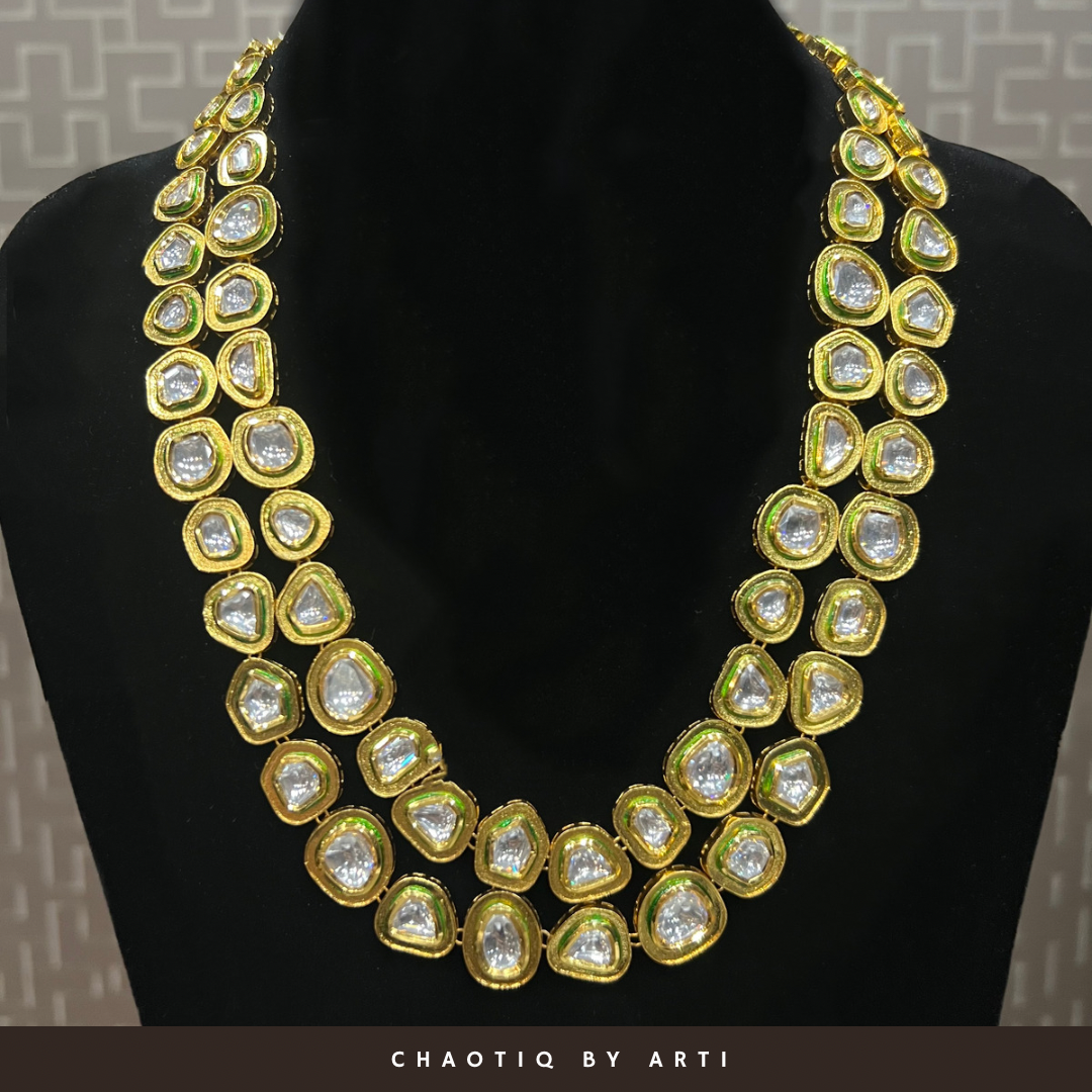 Long layered meenakari polki strings