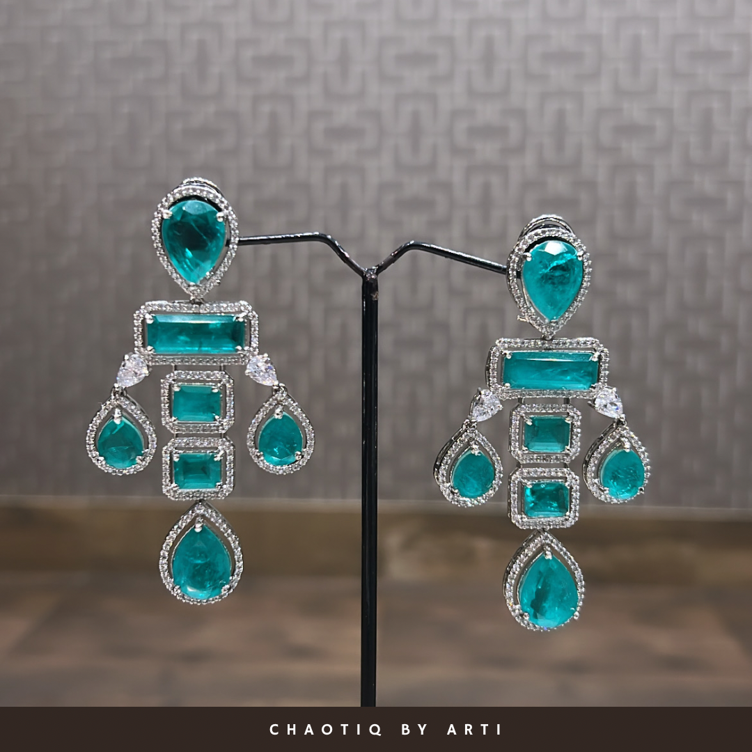 Zyra Blue Statement Earrings