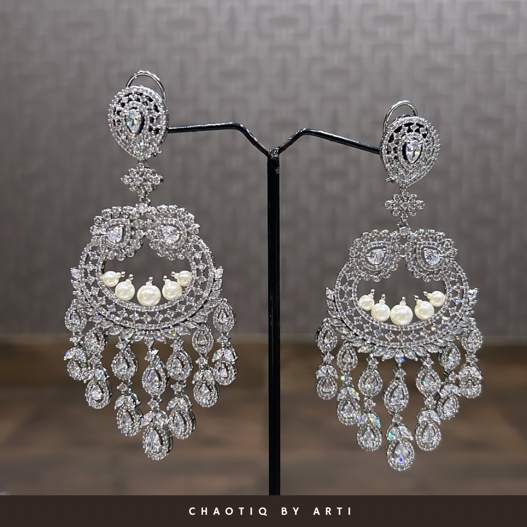 Tassel hued pearl and diamond earrings