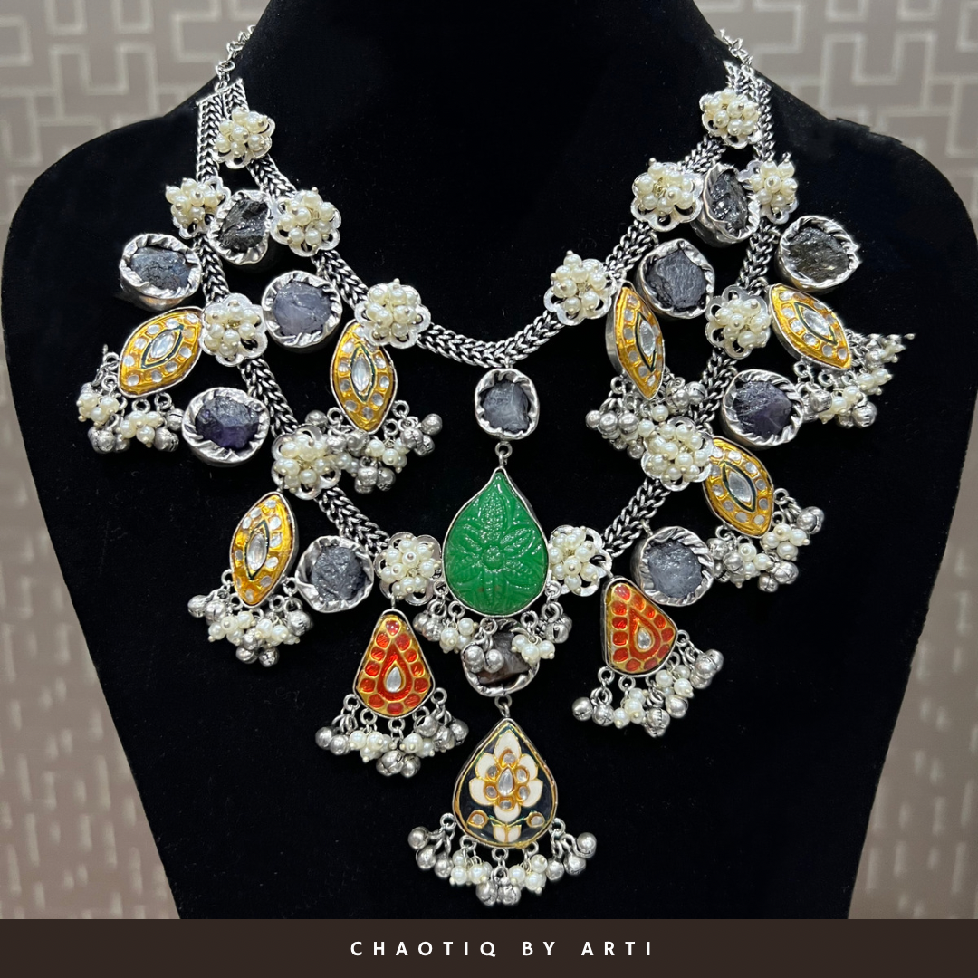 Multicoloured layered bohemian necklace