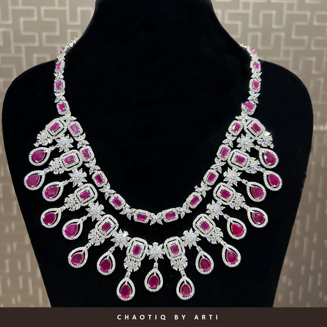 Maharani diamond and ruby studded necklace set