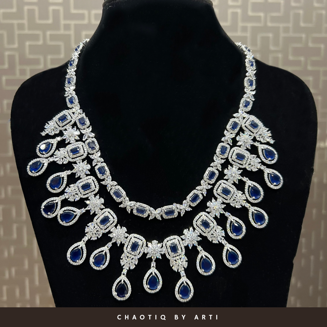 Maharani diamond and sapphire studded necklace set