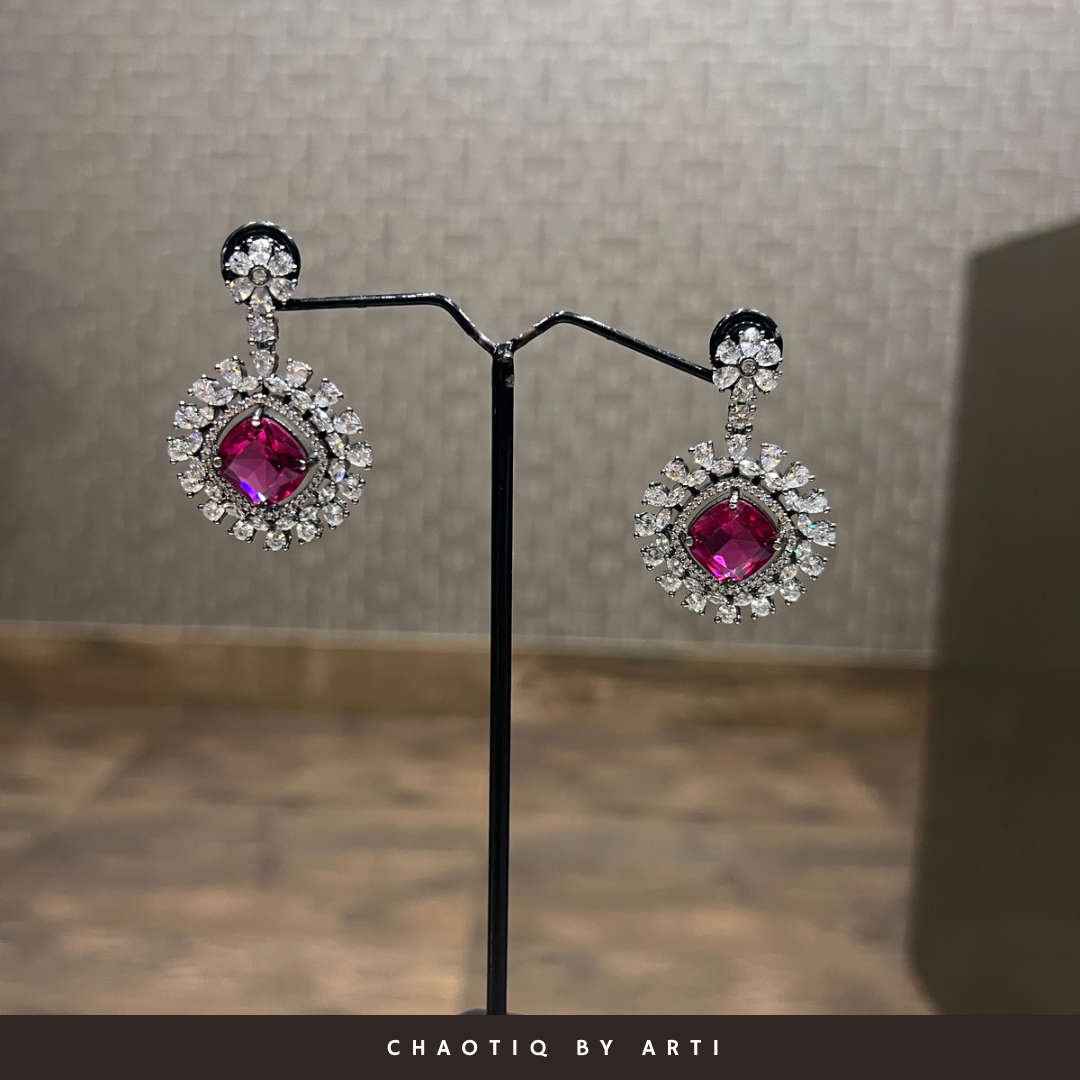 Falguni pink stone diamond layered necklace set