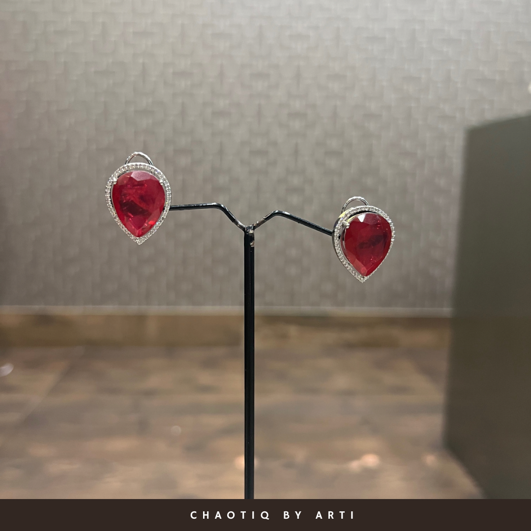 Aisha pear shaped Ruby and diamond necklace set