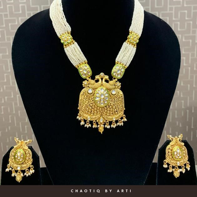 Mumtaz long pearl necklace set