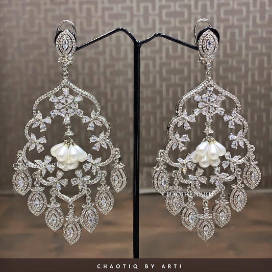 Nagma diamond studded danglers with pearl hangings