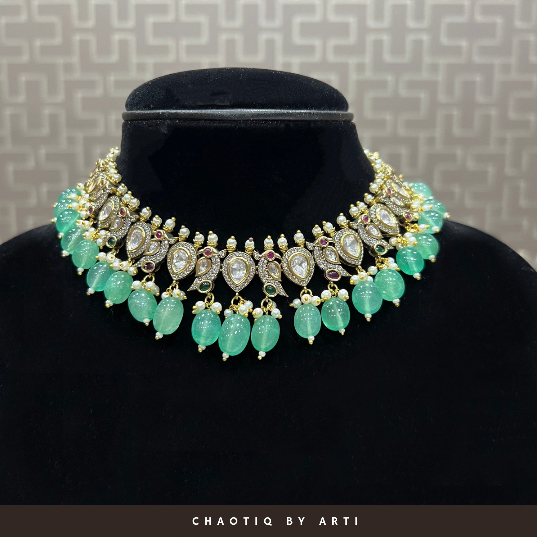 Vintage hued polki necklace set