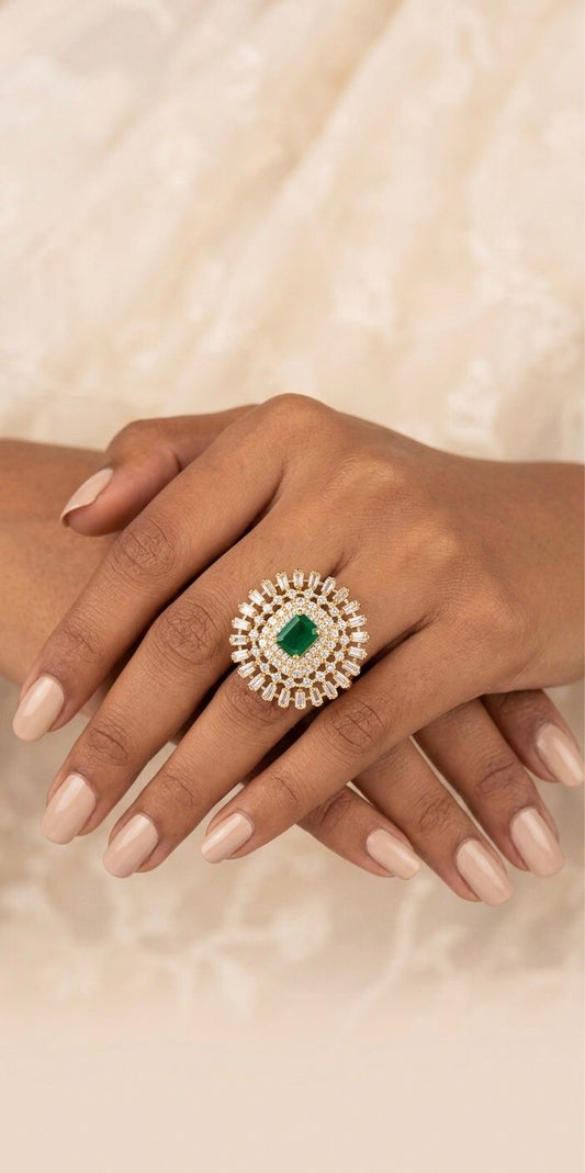 Golden Sage Cocktail Ring