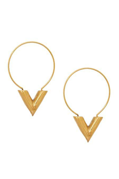 V shaped gold plated earrings