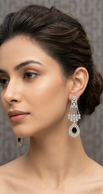 Naaz black and diamond earrings