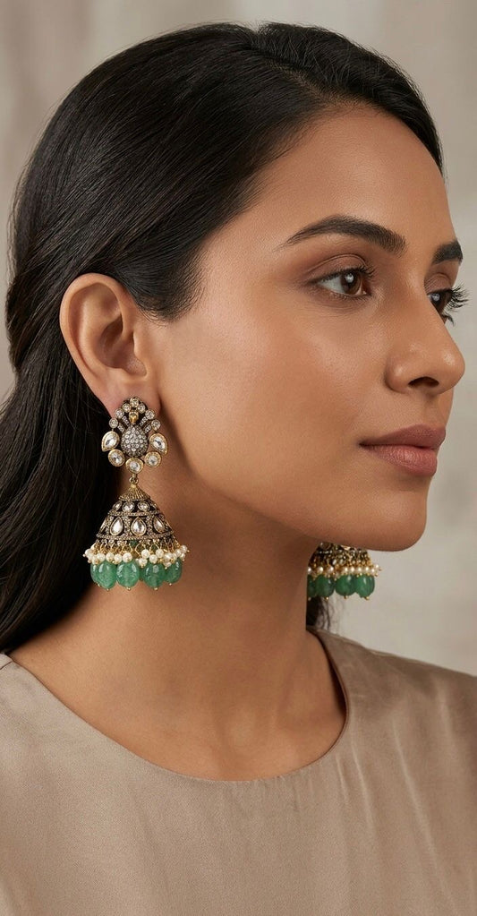 Retro drops antique pearl jhumkas