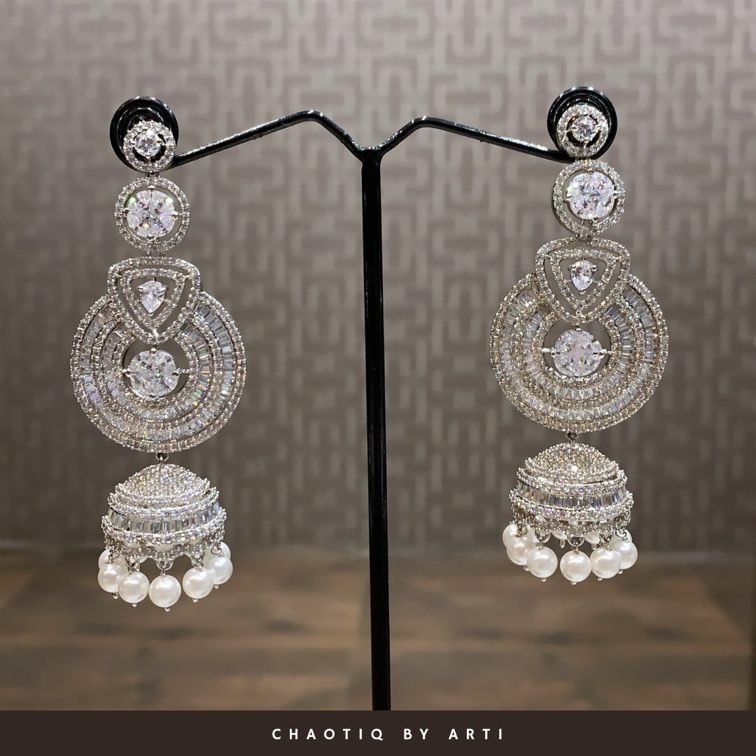 Rosha Diamond and Pearl Earrings