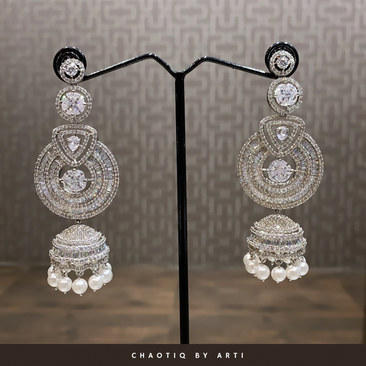 Rosha Diamond and Pearl Earrings